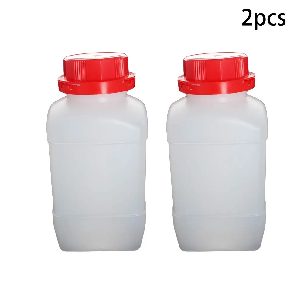 Othmro 2Pcs 40.8oz PE Plastic Bottles Lab Chemical Reagent Bottles, 1200ml Wide Mouth Liquid Solid Storage Bottles Square Sample Storage Container Sealing Bottles with Red Cap for Food Stores