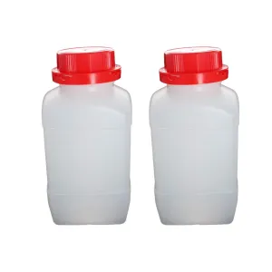 Othmro 2Pcs 40.8oz PE Plastic Bottles Lab Chemical Reagent Bottles, 1200ml Wide Mouth Liquid Solid Storage Bottles Square Sample Storage Container Sealing Bottles with Red Cap for Food Stores
