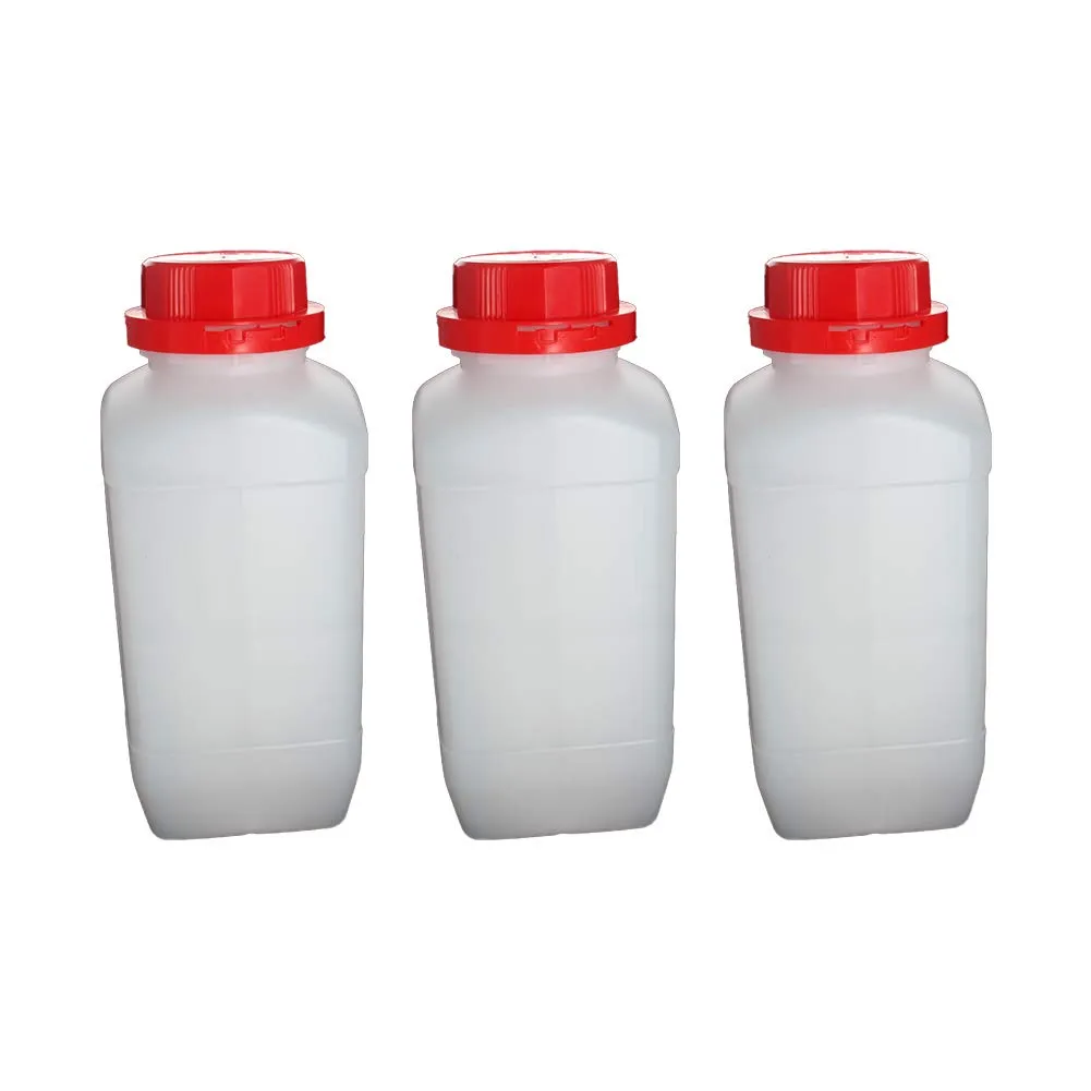 Othmro 3Pcs 51oz Plastic Containers Lab Chemical Reagent Bottles 1500ml Wide Mouth Liquid Solid Storage Bottles Square Sample Storage Container Sealing Bottles with Red Cap for Food Stores,50x225mm