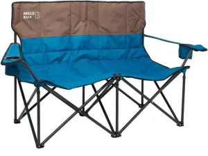Outdoor 2-Person Low Love Seat Portable Camping Chair for Two, 600D Weather-Resistant Polyester, Steel Frame, Cup Holders, Adjustable Armrests, Foldable, 500lb Capacity