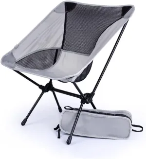 Outdoor Barbecue Folding Chairs Aluminum Leisure Chair Fishing Stool Camping Chair Portable Outdoor Events Picnic Folding Camping Chair (Color : Silver Gray)