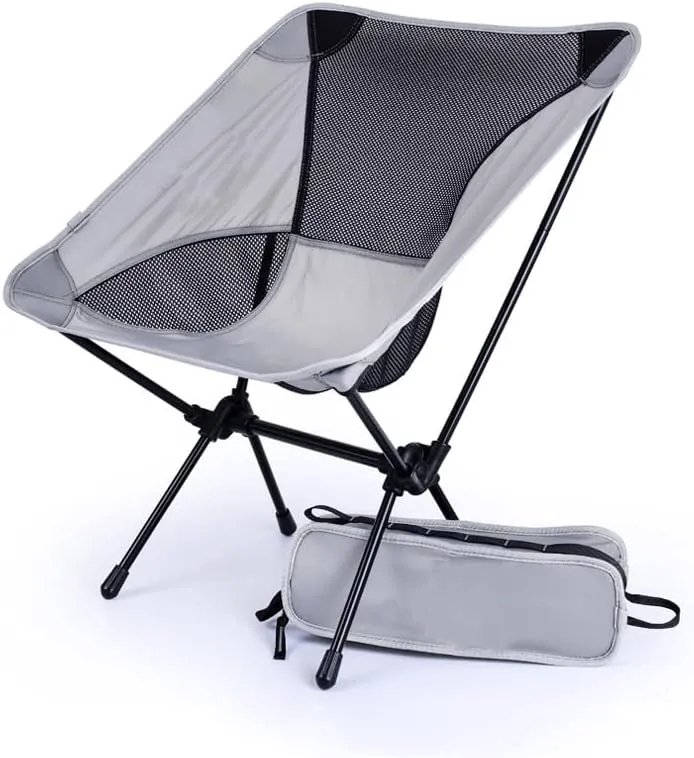 Outdoor Barbecue Folding Chairs Aluminum Leisure Chair Fishing Stool Camping Chair Portable Outdoor Events Picnic Folding Camping Chair (Color : Silver Gray)