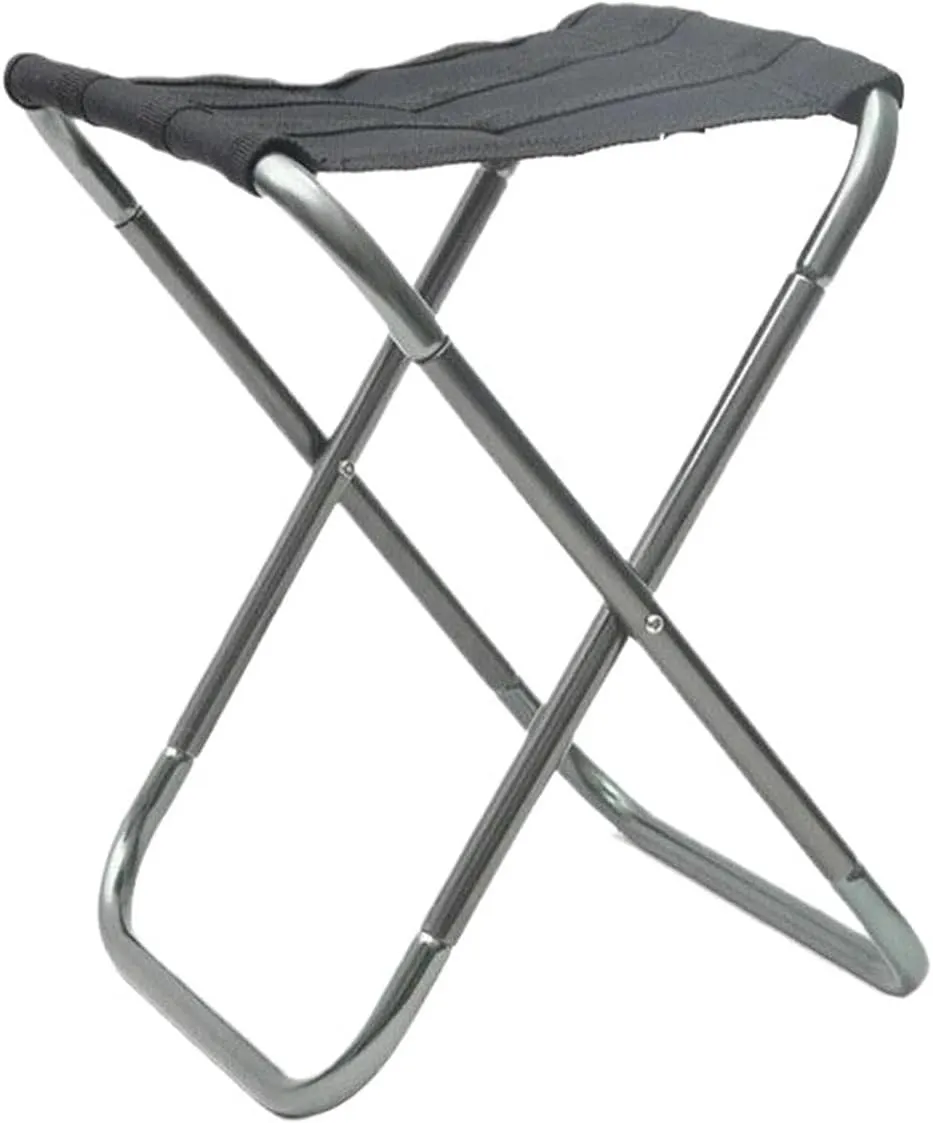 Outdoor Camping Chair Golden Aluminum Alloy Folding Chair with Bag Stool Fit for Seat Fishing Camping(Gray)