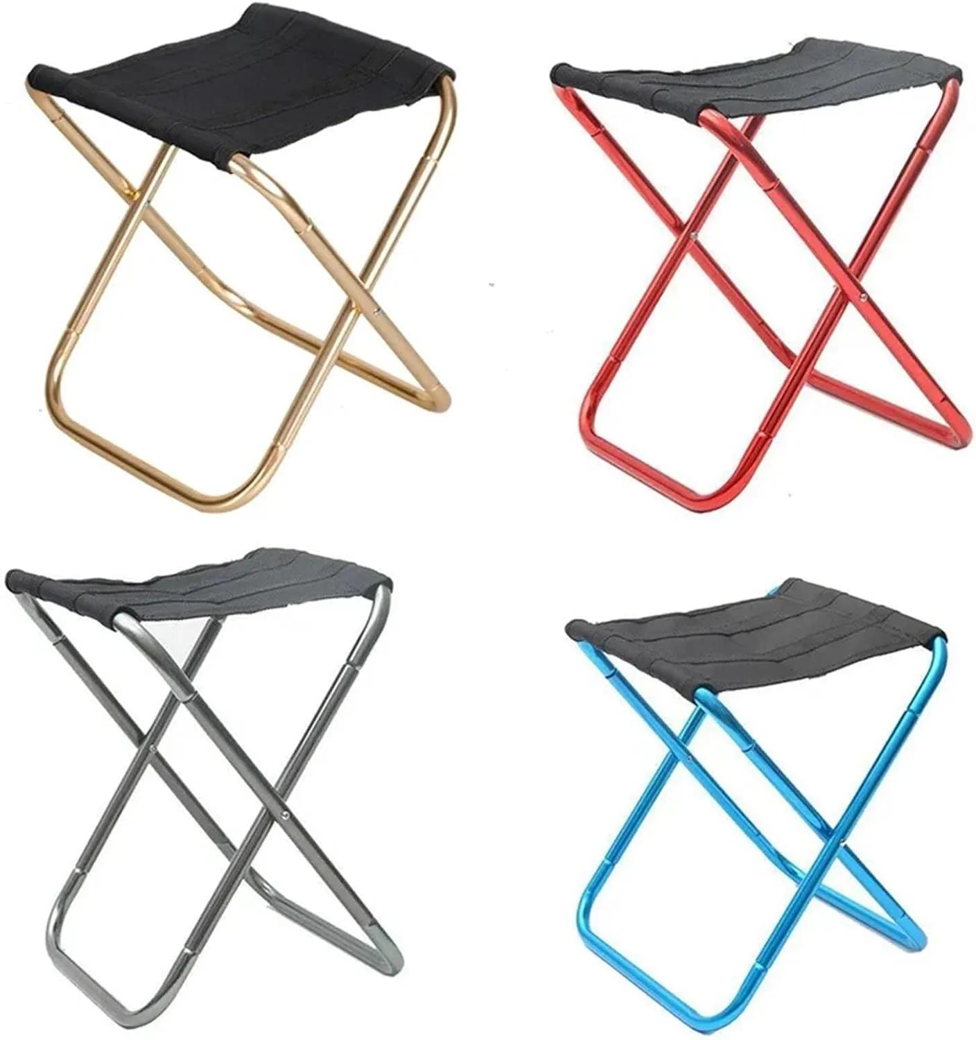Outdoor Camping Chair Golden Aluminum Alloy Folding Chair with Bag Stool Seat Fishing Camping (Size : Blue)