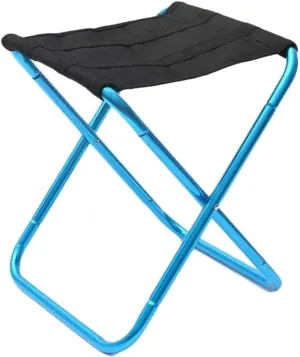 Outdoor Camping Chair Golden Aluminum Alloy Folding Chair with Bag Stool Seat Fishing Camping (Size : Blue)