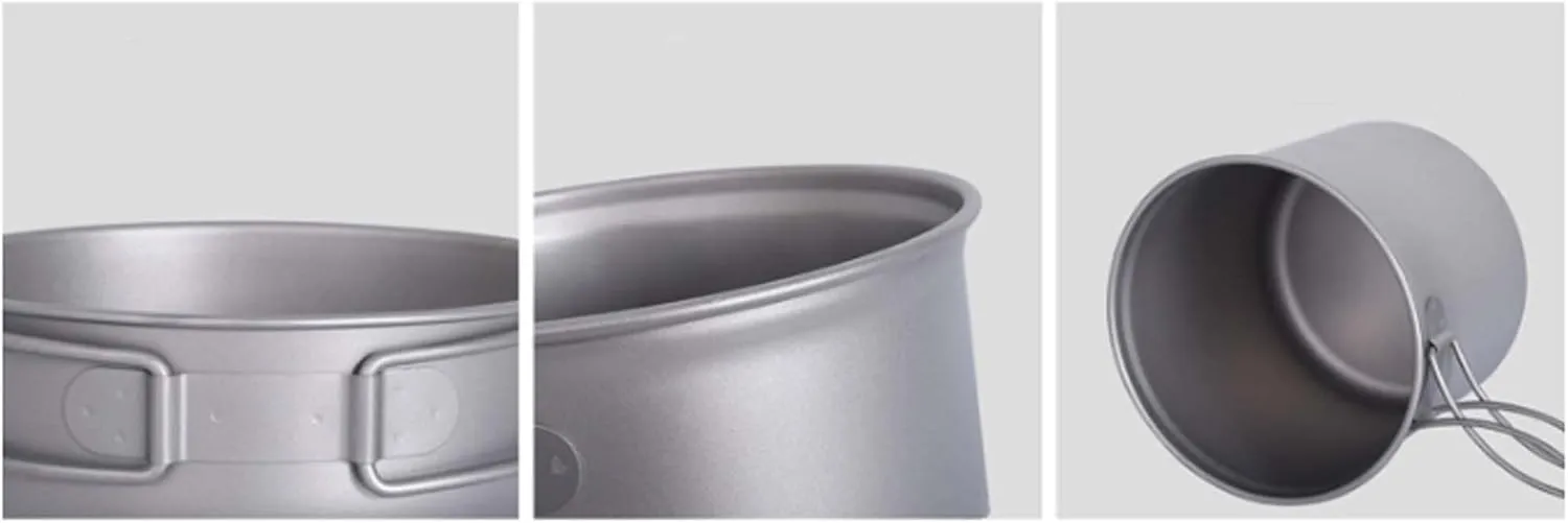 Outdoor Camping Portable Lunch Box Pure Titanium Folding Pot Set (300ml 750ml)