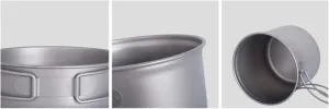 Outdoor Camping Portable Lunch Box Pure Titanium Folding Pot Set (300ml 750ml)