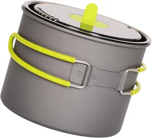 Outdoor Cooking Pots Portable Camping Pots with Lid & Folding Handle Metal Alloy Camping Cookware for Camping Picnics