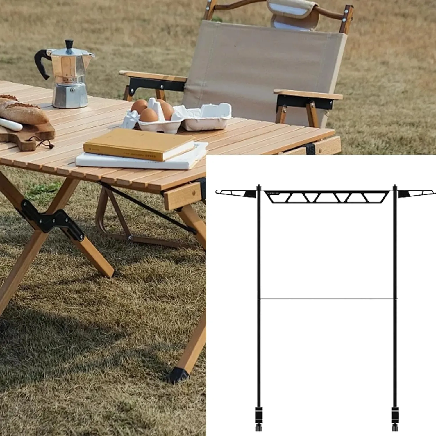 Outdoor Cookware Shelf | Desktop Cookware Organizer - Metal Cutlery Holder, Portable Removable Tool Organizer for Camping Picnic BBQ Outdoor Fishing
