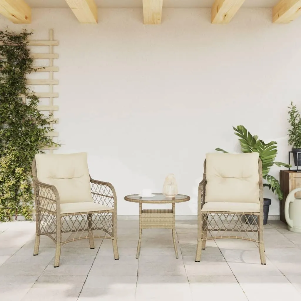 Outdoor Dining Chairs Dining Chairs Camping Chairs Lawn Chairs - Patio Chairs with Cushions 2 pcs Beige Poly Rattan for Park Garden Campsites Beaches