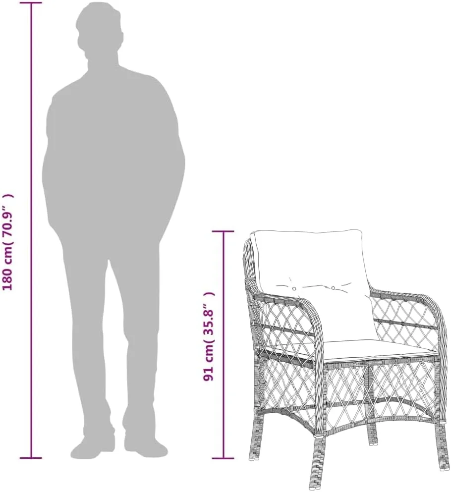 Outdoor Dining Chairs Dining Chairs Camping Chairs Lawn Chairs - Patio Chairs with Cushions 2 pcs Beige Poly Rattan for Park Garden Campsites Beaches