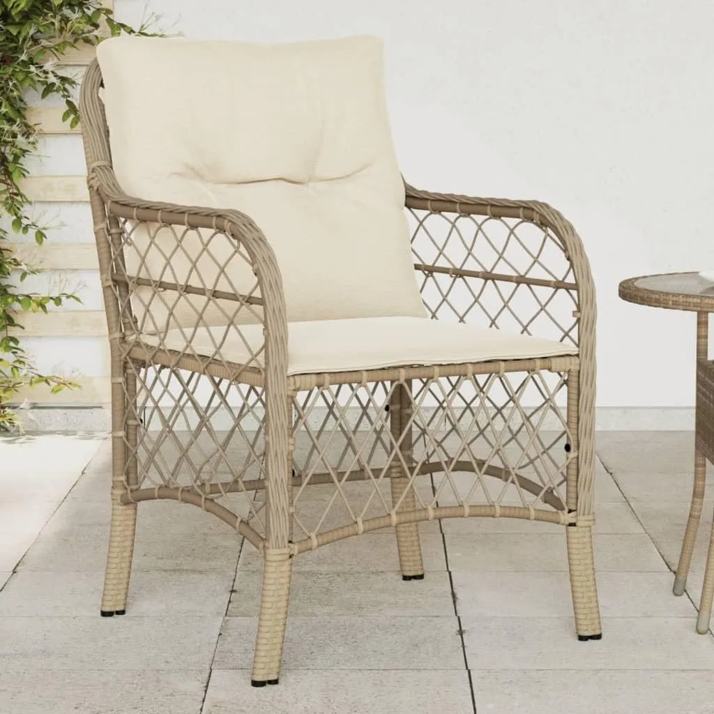 Outdoor Dining Chairs Dining Chairs Camping Chairs Lawn Chairs - Patio Chairs with Cushions 2 pcs Beige Poly Rattan for Park Garden Campsites Beaches
