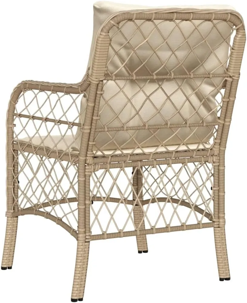 Outdoor Dining Chairs Dining Chairs Camping Chairs Lawn Chairs - Patio Chairs with Cushions 2 pcs Beige Poly Rattan for Park Garden Campsites Beaches