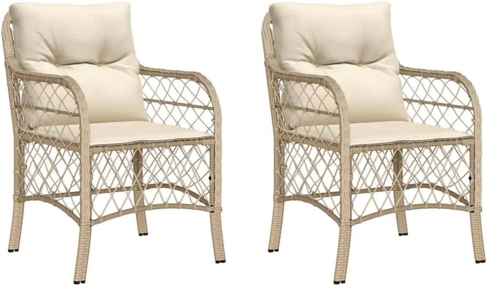 Outdoor Dining Chairs Dining Chairs Camping Chairs Lawn Chairs - Patio Chairs with Cushions 2 pcs Beige Poly Rattan for Park Garden Campsites Beaches