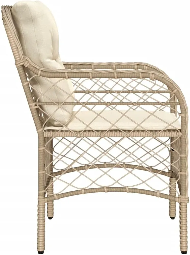 Outdoor Dining Chairs Dining Chairs Camping Chairs Lawn Chairs - Patio Chairs with Cushions 2 pcs Beige Poly Rattan for Park Garden Campsites Beaches