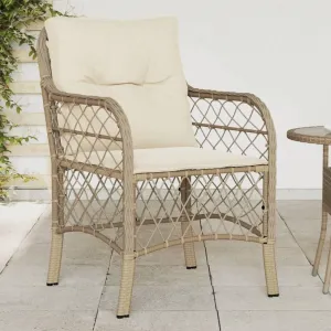 Outdoor Dining Chairs Dining Chairs Camping Chairs Lawn Chairs - Patio Chairs with Cushions 2 pcs Beige Poly Rattan for Park Garden Campsites Beaches