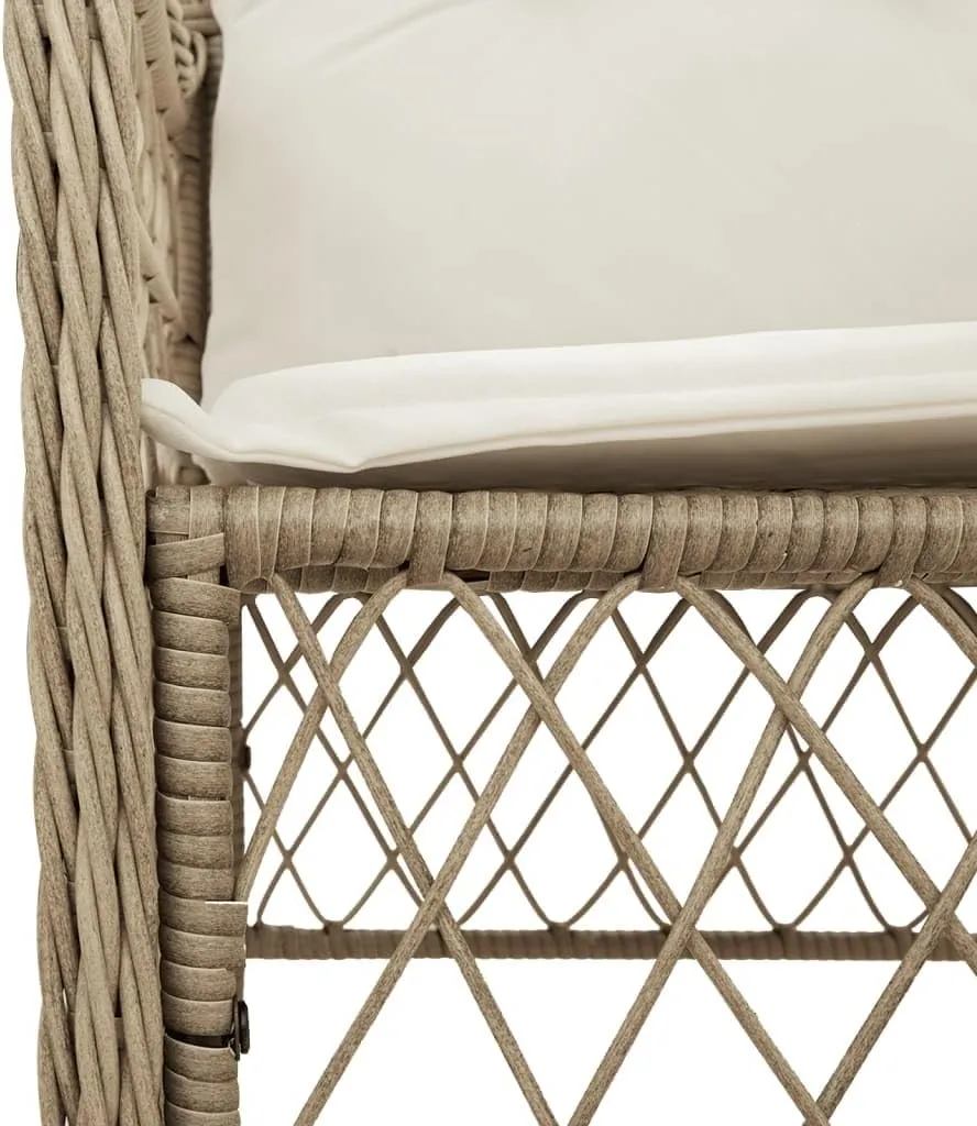 Outdoor Dining Chairs Dining Chairs Camping Chairs Lawn Chairs - Patio Chairs with Cushions 2 pcs Beige Poly Rattan for Park Garden Campsites Beaches