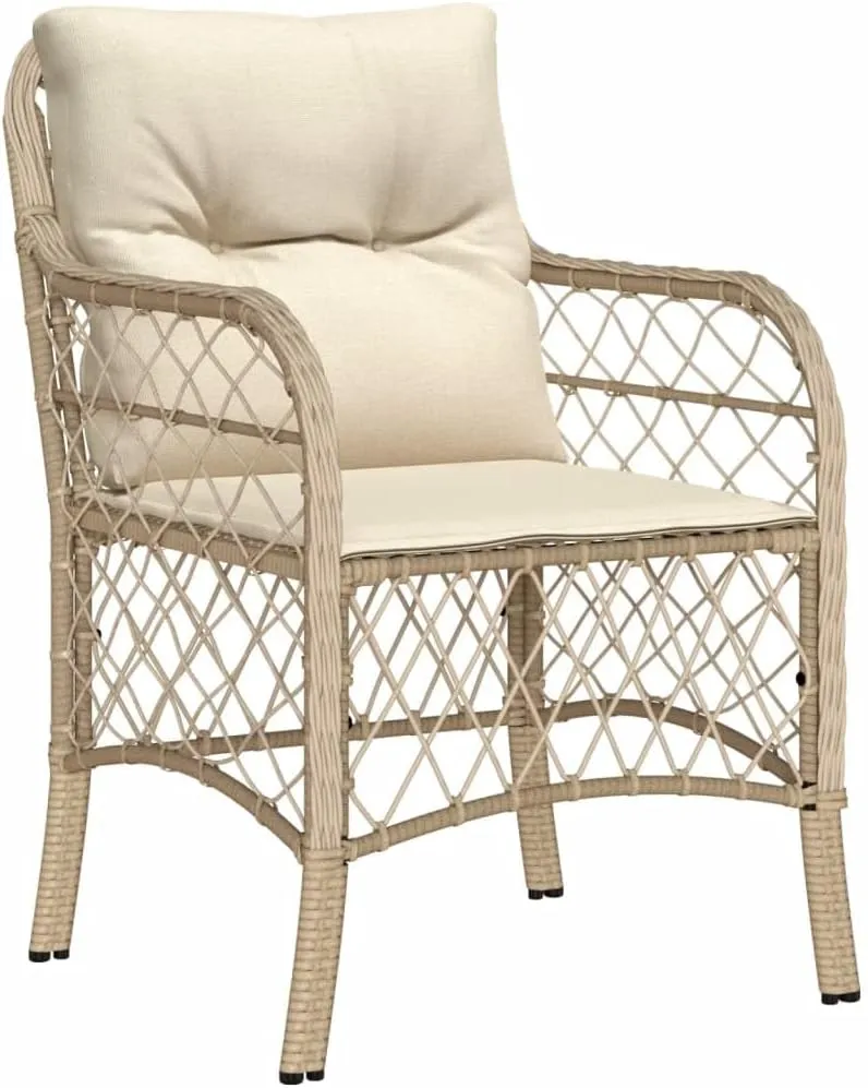 Outdoor Dining Chairs Dining Chairs Camping Chairs Lawn Chairs - Patio Chairs with Cushions 2 pcs Beige Poly Rattan for Park Garden Campsites Beaches