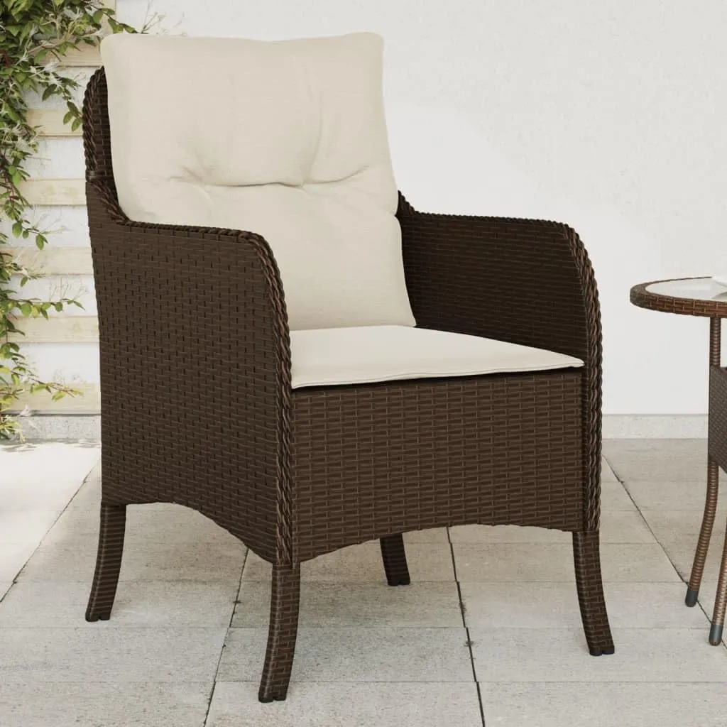 Outdoor Dining Chairs Dining Chairs Camping Chairs Lawn Chairs - Patio Chairs with Cushions 2 pcs Brown Poly Rattan for Park Garden Campsites Beaches