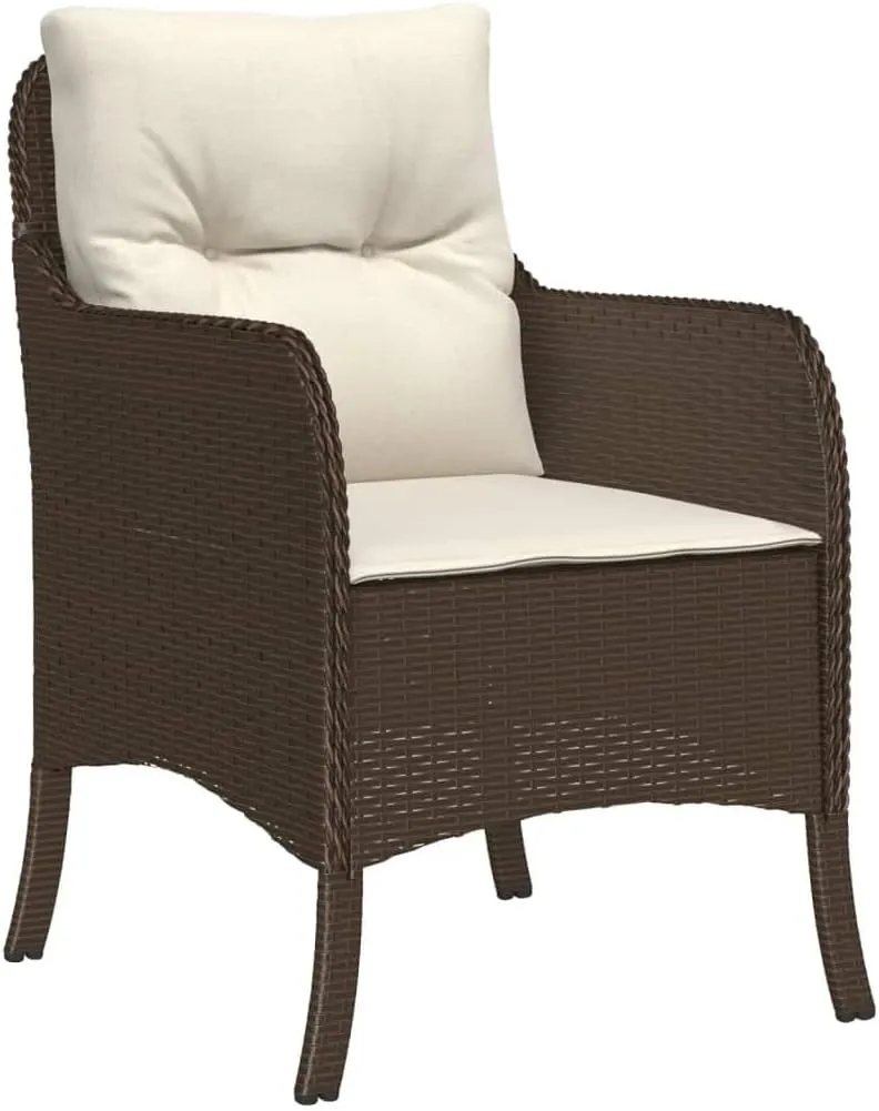 Outdoor Dining Chairs Dining Chairs Camping Chairs Lawn Chairs - Patio Chairs with Cushions 2 pcs Brown Poly Rattan for Park Garden Campsites Beaches