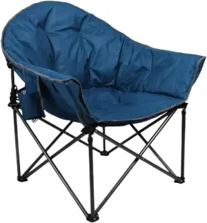Outdoor Folding Chair Oversized Camping Chairs Padded Moon Round Chair Saucer Recliner with Folding Cup Holder and Carry Bag Backpack Chair