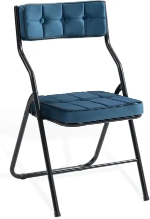 Outdoor Folding Chair Padded Folding Chairs Pack, Foldable Dining Chair with Cushion, Portable and Assembled Extra Fit for Seat Wedding Party Backpack Chair(Blue)