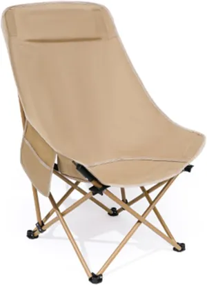 Outdoor High Back Chair, Folding Camping Chair, Portable Stool and Lounge Chair, Load Capacity 150kg (Color : Gris)