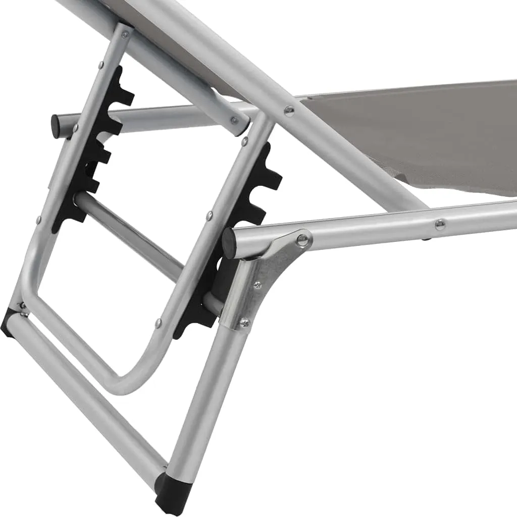 Outdoor Lounge Chair,Tanning Chair with face Hole,Lounge Chairs,Folding Sun Lounger with Roof Aluminum and Textilene GrayIdeal for Garden, Patio, Camping