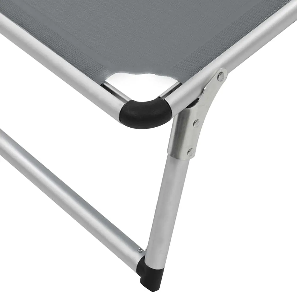 Outdoor Lounge Chair,Tanning Chair with face Hole,Lounge Chairs,Folding Sun Lounger with Roof Aluminum and Textilene GrayIdeal for Garden, Patio, Camping