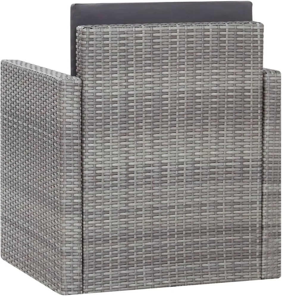 Outdoor Patio Chair with Cushions Gray PE Rattan Steel Frame Weather-Resistant Modern Lounge Chair for Garden Balcony Poolside