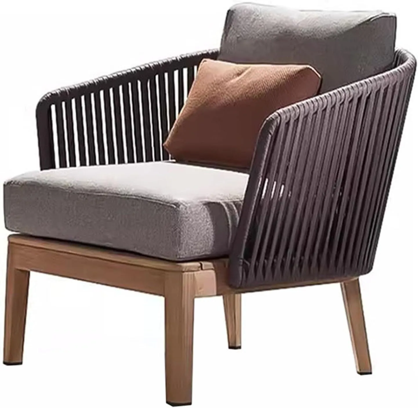 Outdoor Patio Furniture Sofa W Cushions, Outdoor Conversation PE Wicker Chair Patio Sofa for Garden Backyard Deck(Small) (One Color Small)