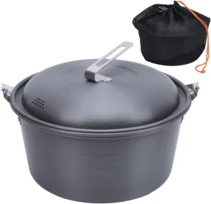 Outdoor Picnic Pot Set, 5L Large Capacity Portable Camping Cookware Kit for Barbecue Cooking Boiling Steaming Grilling