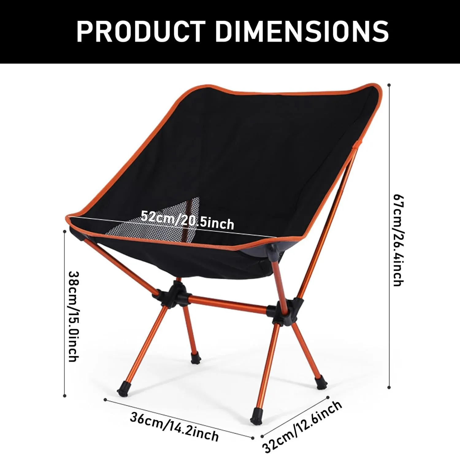 Outdoor Portable Folding Chair, Ultra-Light Aluminum Camping Chairs, 90 kg Capacity, Quick Setup, Folding Backpacking Chair for Camping, Picnic, Beach, Fishing, Garden,Red (Black One Size)