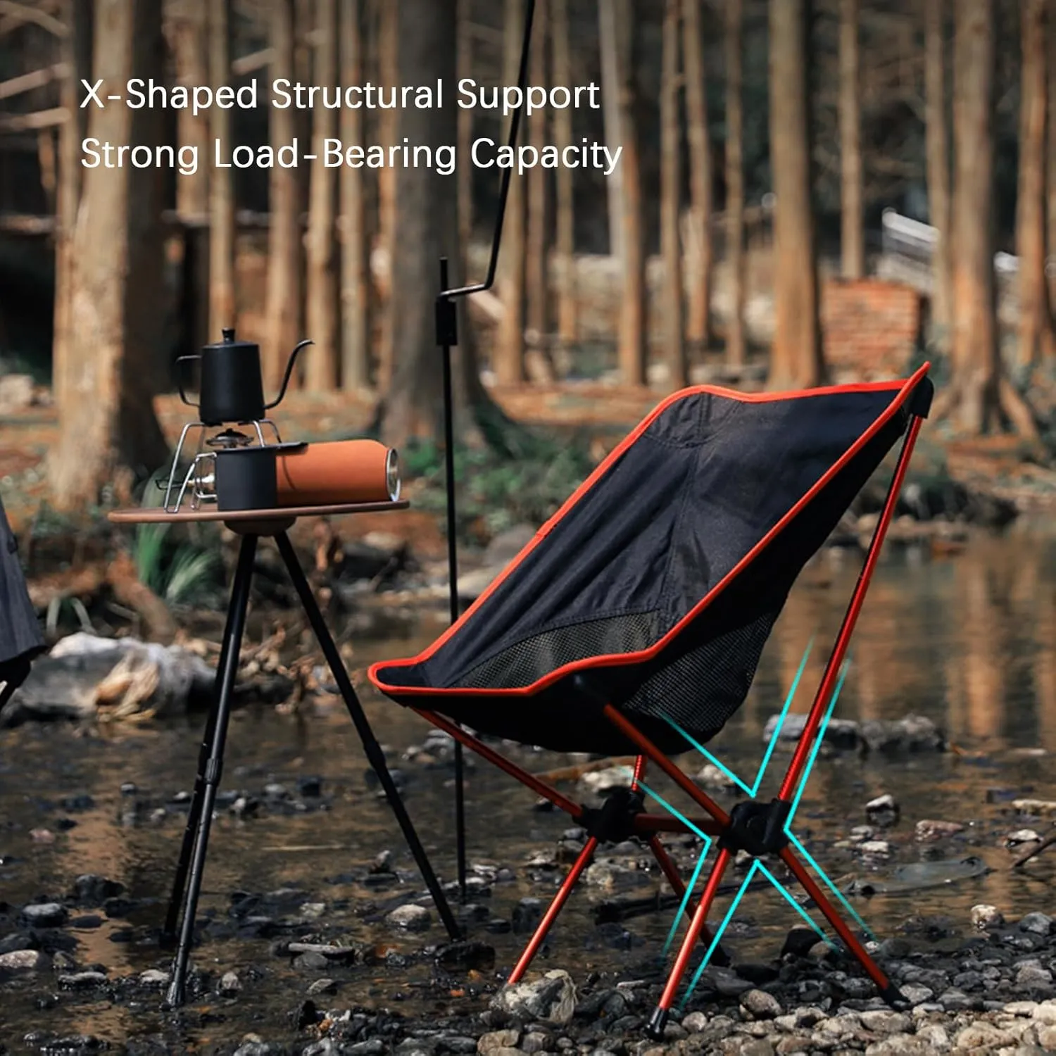 Outdoor Portable Folding Chair, Ultra-Light Aluminum Camping Chairs, 90 kg Capacity, Quick Setup, Folding Backpacking Chair for Camping, Picnic, Beach, Fishing, Garden,Red (Black One Size)