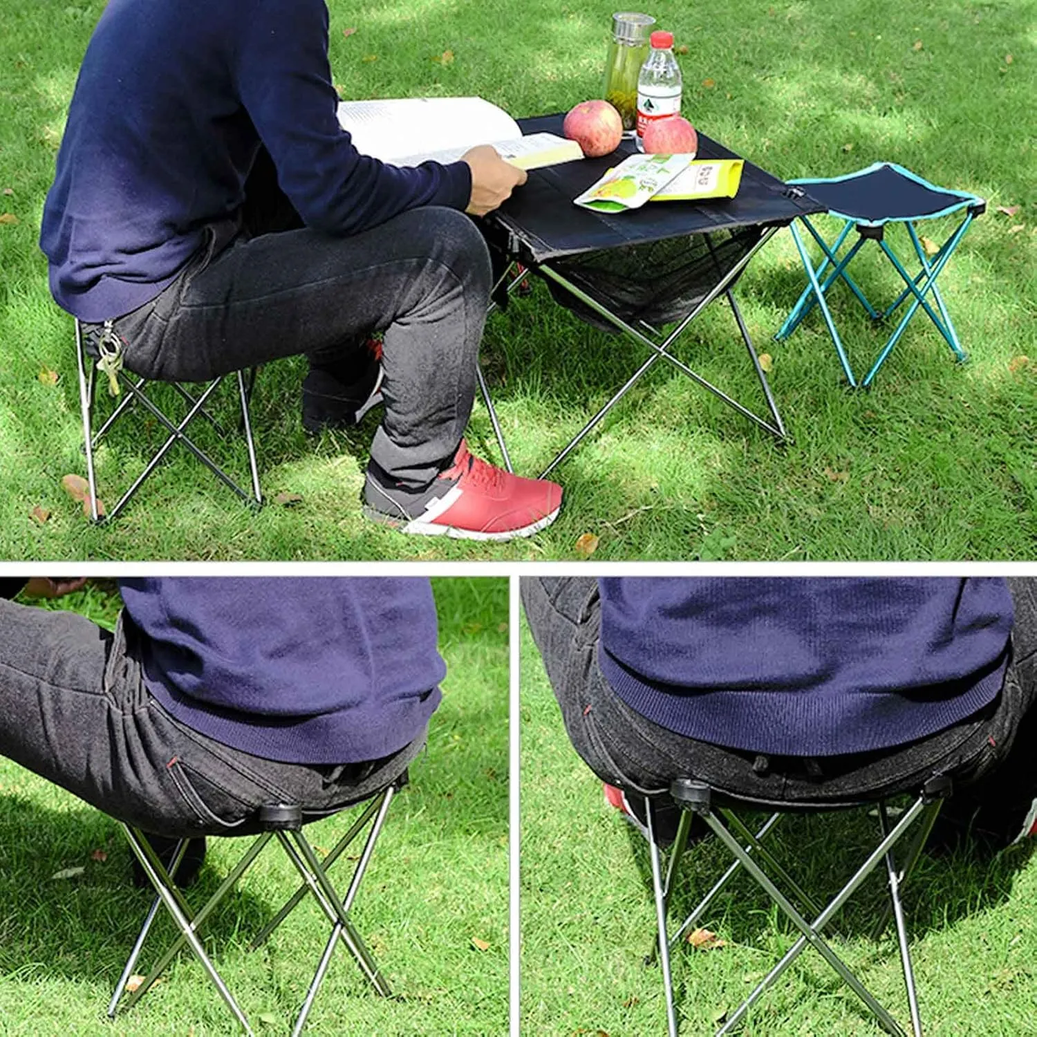 Outdoor Portable Folding Chairs Camping Ultralight Aluminum Collapsible Small Step Slacker Stool for Fishing Camp Traveling Hiking Beach Garden BBQ Lightwight Waterproof Stool