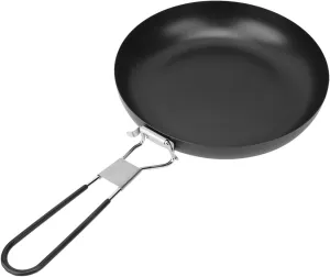Outdoor Portable Pan, Iron Non Stick Medium Frying Pan with Folding Handle, Camping Cookware Non Stick Pan for Cooking Frying, Camping Picnic Hiking Utensils