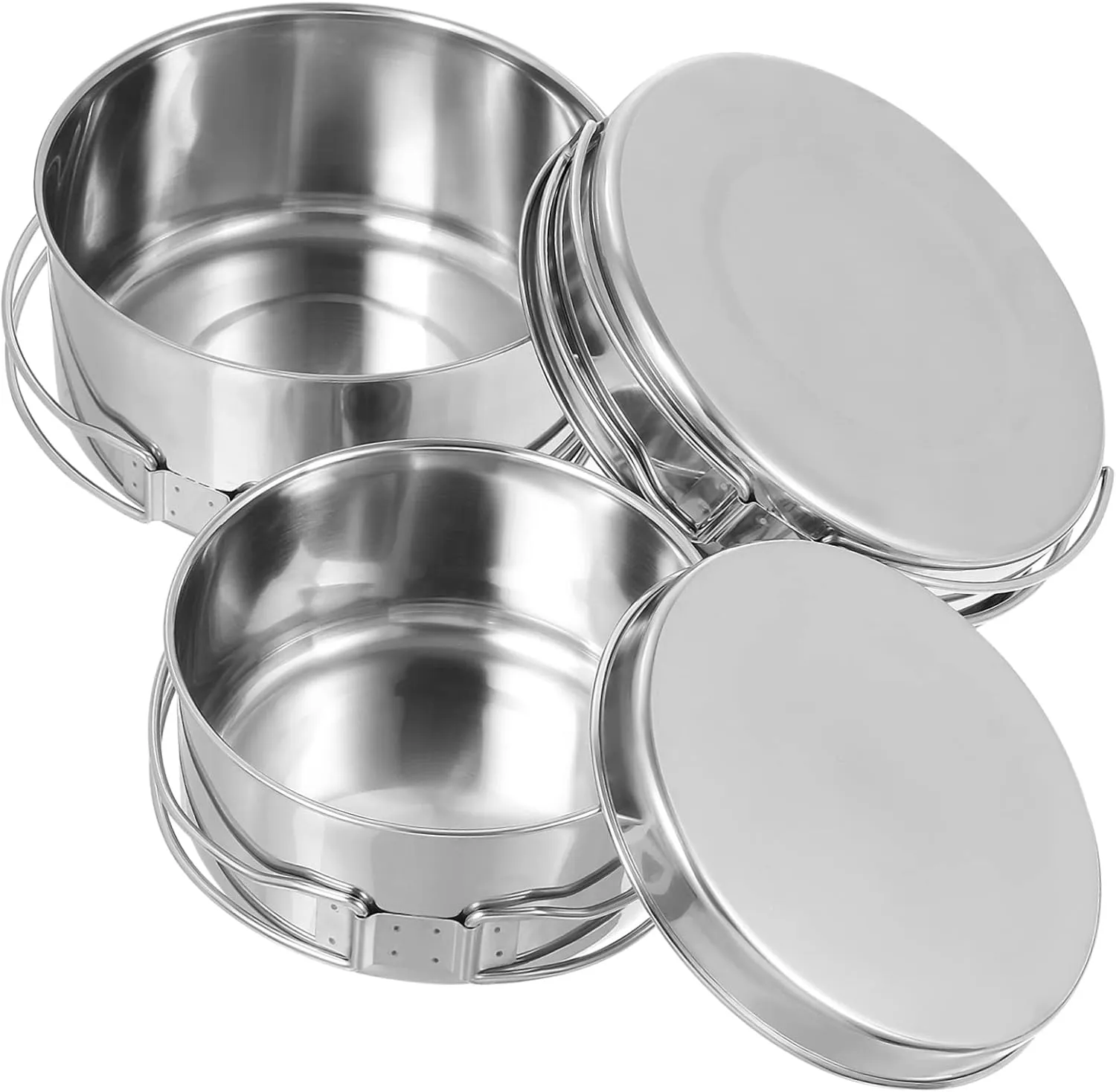 Outdoor Stainless Steel Cooking Pot and Pan Stackable Cookware for Camping Picnic Hiking Non Stick Space