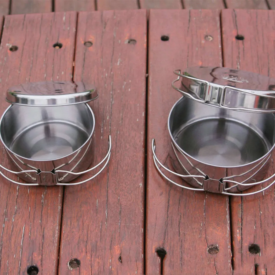 Outdoor Stainless Steel Cookware Suit Camping Portable Cookware Pot Set