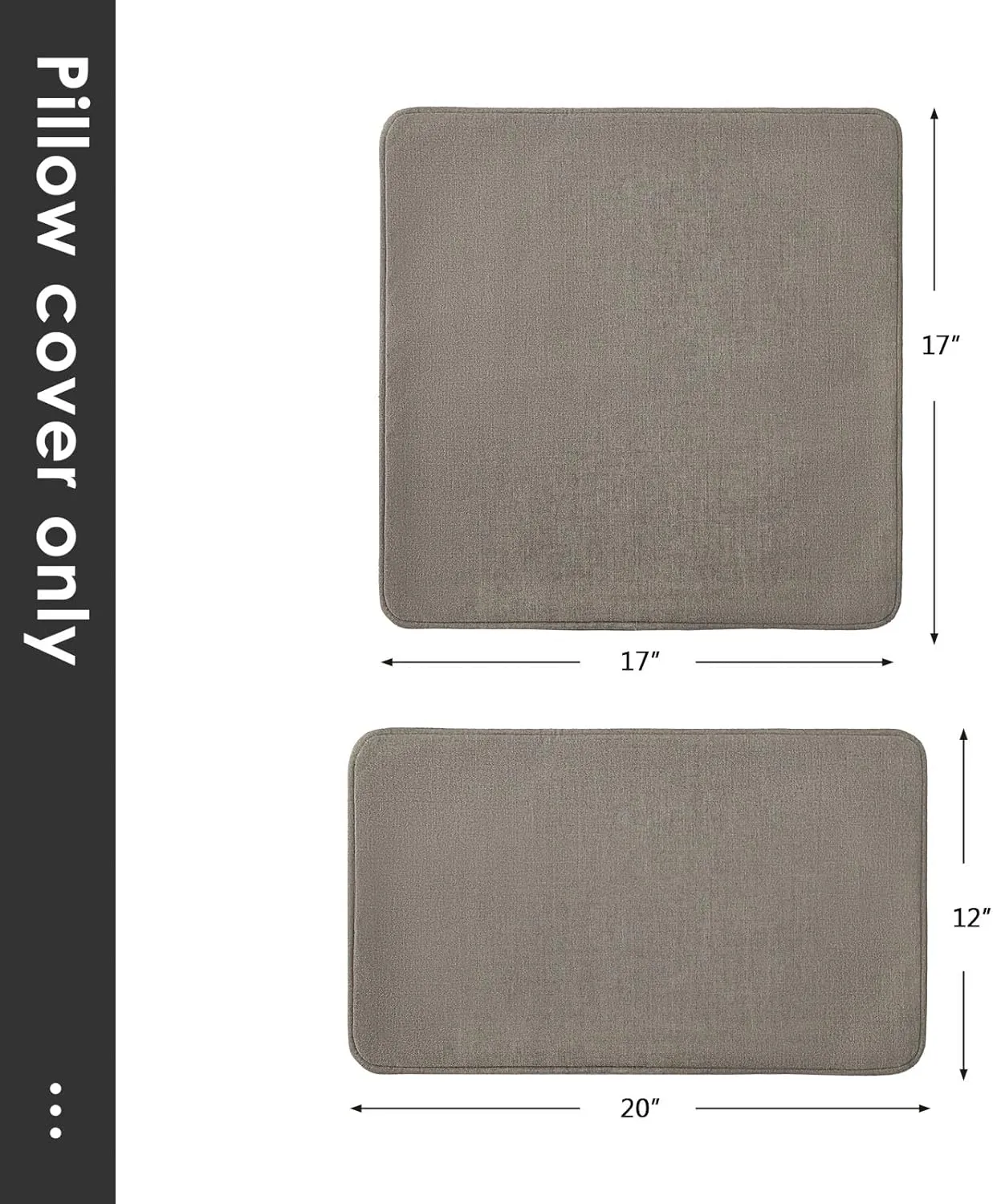 Outdoor Sunbrella Decorative Throw Pillow Covers Only, Pack of 4, 17"x17" & 20"x12" Waterproof Replacement Lumbar Pillow Case for Patio, Backyard, Couch, Sofa and Patio Furniture, Cast Shale