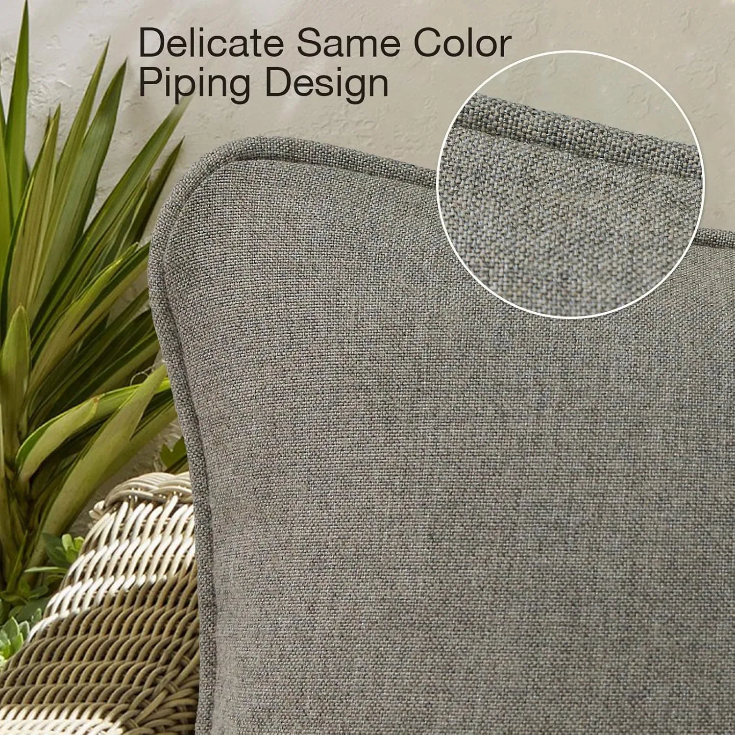 Outdoor Sunbrella Decorative Throw Pillow Covers Only, Pack of 4, 17"x17" & 20"x12" Waterproof Replacement Lumbar Pillow Case for Patio, Backyard, Couch, Sofa and Patio Furniture, Cast Shale