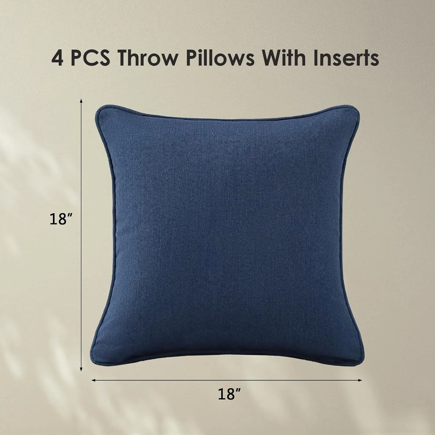 Outdoor Sunbrella Decorative Throw Pillow Covers Only, Pack of 4, 17"x17" & 20"x12" Waterproof Replacement Lumbar Pillow Case for Patio, Backyard, Couch, Sofa and Patio Furniture, Specrtum Indigo