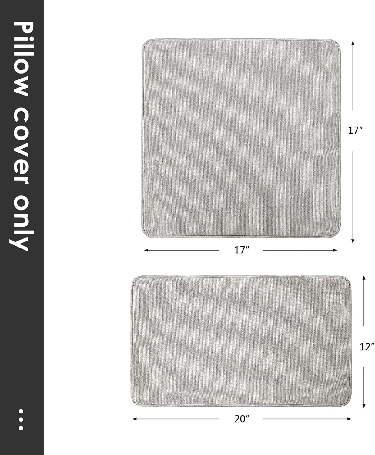 Outdoor Sunbrella Decorative Throw Pillow Covers Only, Pack of 4, 17"x17" & 20"x12" Waterproof Replacement Lumbar Pillow Case for Patio, Backyard, Couch, Sofa and Patio Furniture, Specrtum Pebble