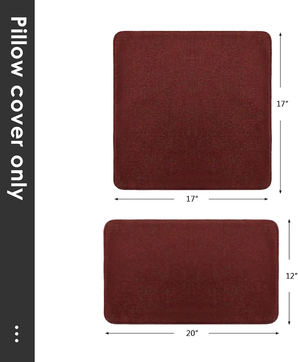 Outdoor Sunbrella Decorative Throw Pillow Covers Only, Pack of 4, 17"x17" & 20"x12" Waterproof Replacement Lumbar Pillow Case for Patio, Backyard, Couch, Sofa and Patio Furniture, Spectrum Brick