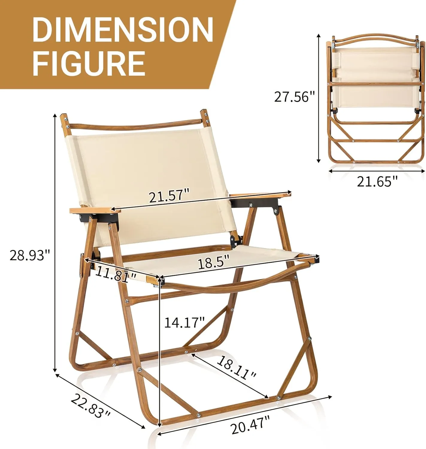 Outvita Portable Folding Camping Chair, Ultralight Low Beach Chair, Durable Aluminum Frame Armchairs for Hiking Concert Fishing Picnic, Supports 220Lbs (Beige Large)