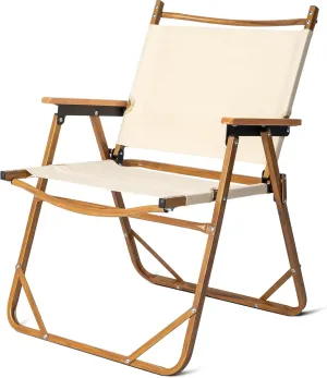 Outvita Portable Folding Camping Chair, Ultralight Low Beach Chair, Durable Aluminum Frame Armchairs for Hiking Concert Fishing Picnic, Supports 220Lbs (Beige Large)