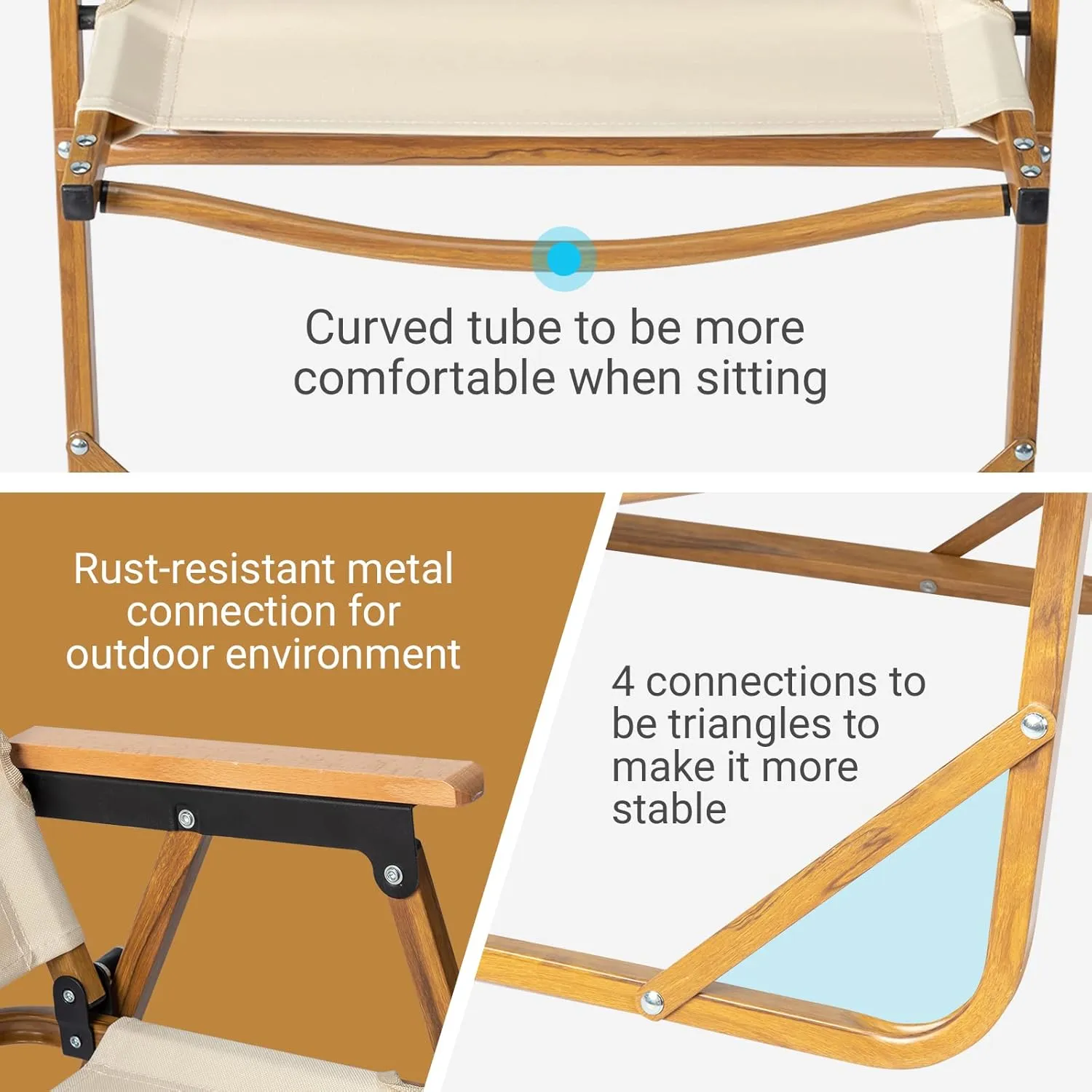 Outvita Portable Folding Camping Chair, Ultralight Low Beach Chair, Durable Aluminum Frame Armchairs for Hiking Concert Fishing Picnic, Supports 220Lbs (Beige Large)