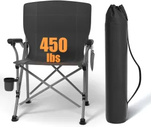 Oversized Camping Chair for Adults Heavy Duty,Heavy Duty Lawn Chair with Side Pockets,Outdoor Camping, Fishing, Beach, Hiking Foldable Camping Chair (1, Black, X-Large)