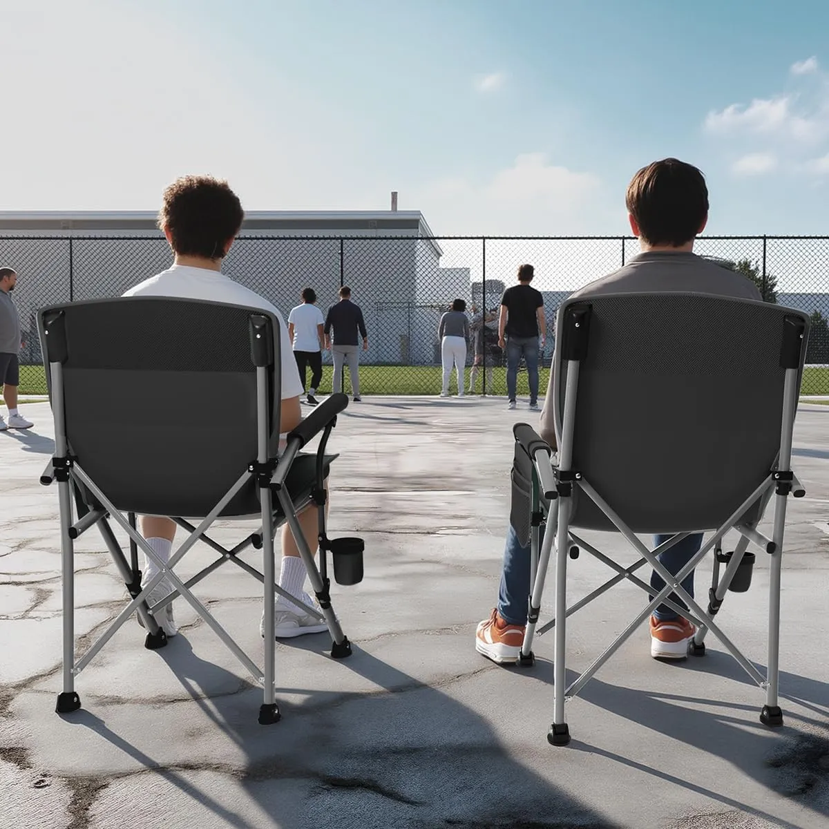 Oversized Camping Chair for Adults Heavy Duty,Heavy Duty Lawn Chair with Side Pockets,Outdoor Camping, Fishing, Beach, Hiking Foldable Camping Chair (1, Black, X-Large)