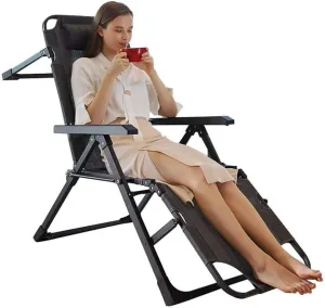 Oversized Zero Gravity Chair Recliner Folding Patio Lounge 330lbs Capacity Adjustable Lawn with Headrestfor OutdoorCampingPatio Vision
