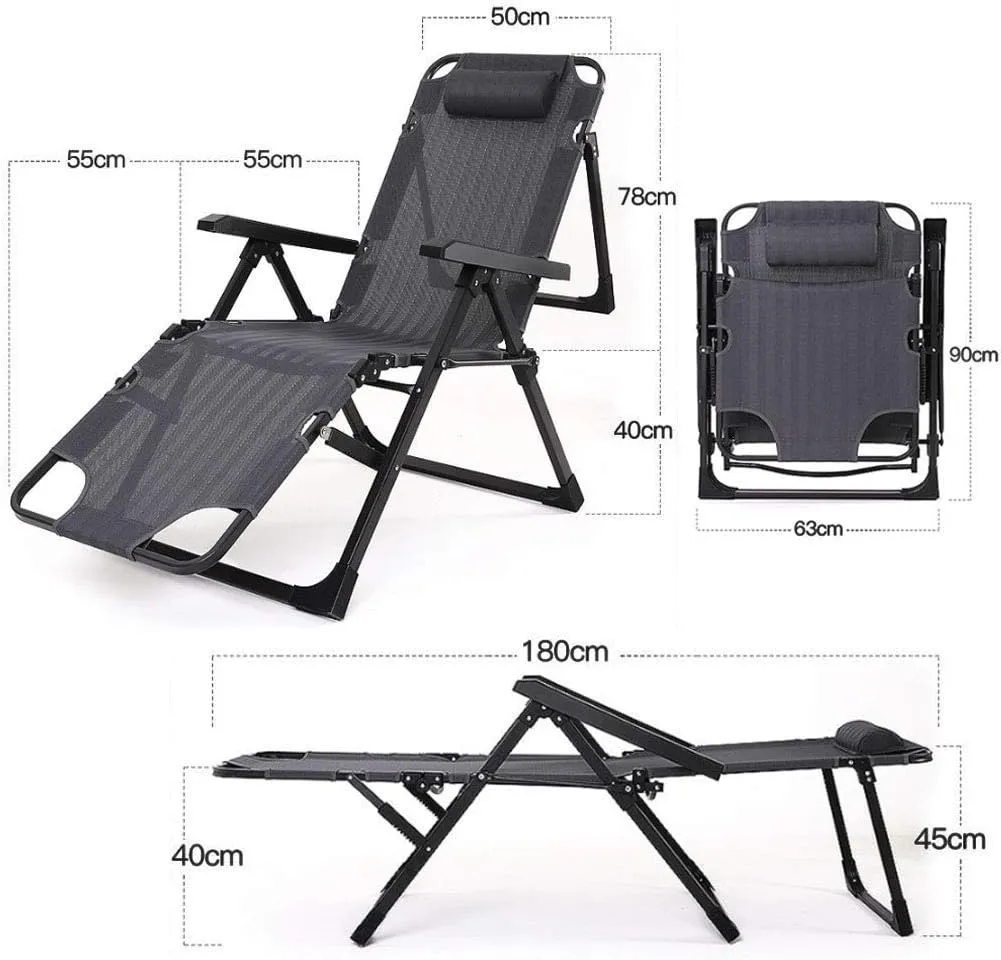 Oversized Zero Gravity Chair Recliner Folding Patio Lounge 330lbs Capacity Adjustable Lawn with Headrestfor OutdoorCampingPatio Vision